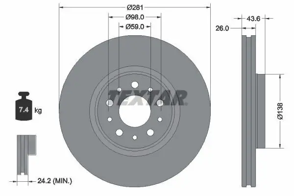 Bremsscheibe TEXTAR 92349303 Bild Bremsscheibe TEXTAR 92349303