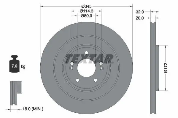 Bremsscheibe TEXTAR 92349403