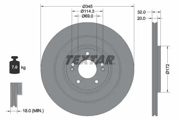 Bremsscheibe Hinterachse TEXTAR 92349403