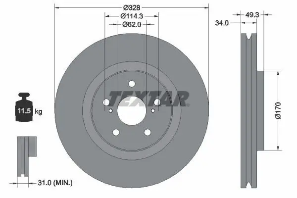 Bremsscheibe TEXTAR 92349505 Bild Bremsscheibe TEXTAR 92349505