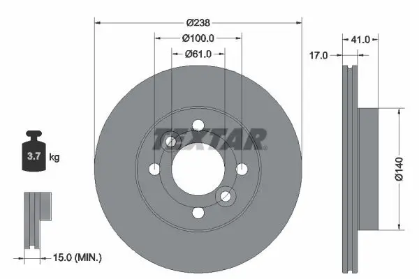 Bremsscheibe Vorderachse TEXTAR 92350903