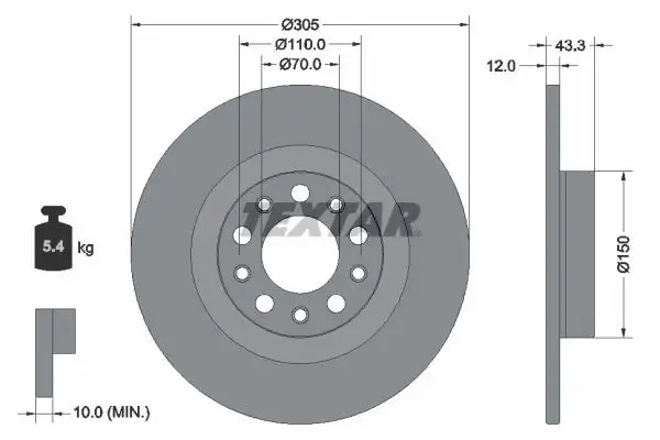 Bremsscheibe Hinterachse TEXTAR 92351003