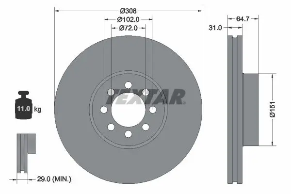 Bremsscheibe Vorderachse TEXTAR 92351303
