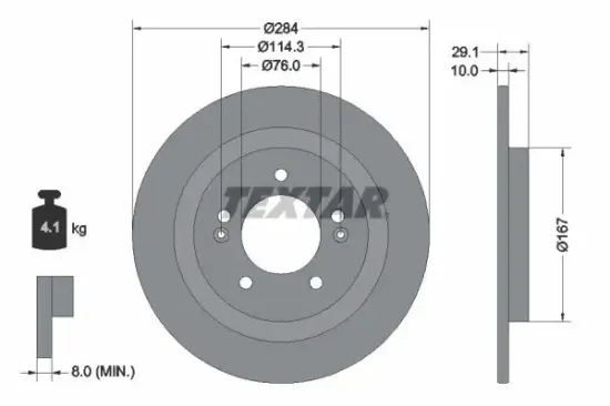 Bremsscheibe Hinterachse TEXTAR 92352503 Bild Bremsscheibe Hinterachse TEXTAR 92352503