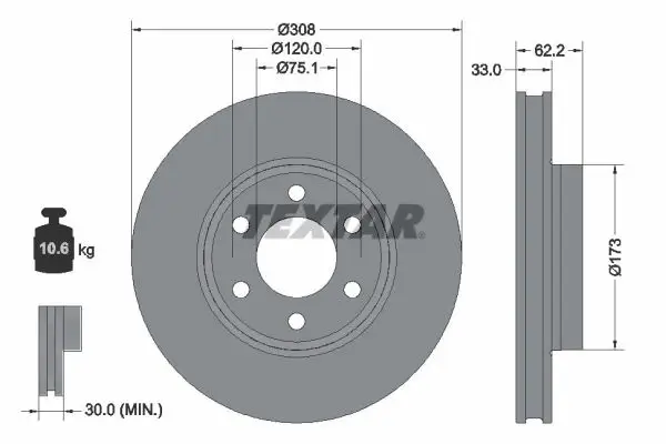 Bremsscheibe Vorderachse TEXTAR 92352603