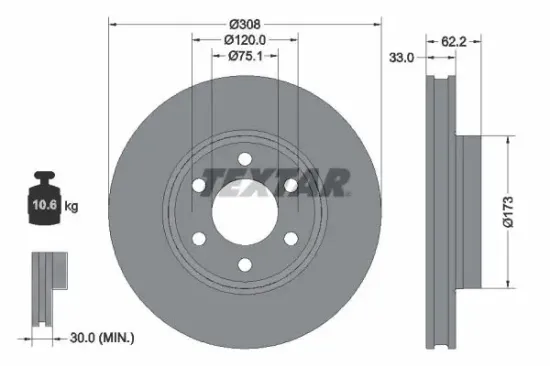 Bremsscheibe Vorderachse TEXTAR 92352603 Bild Bremsscheibe Vorderachse TEXTAR 92352603