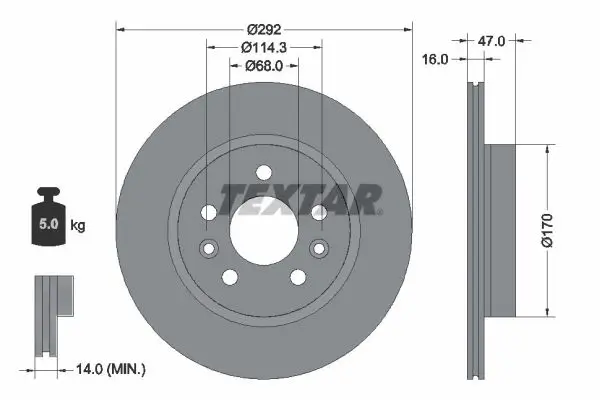 Bremsscheibe Hinterachse TEXTAR 92352903