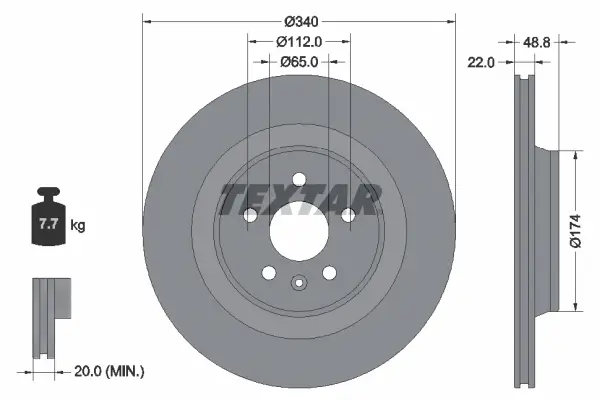 Bremsscheibe Hinterachse TEXTAR 92355003
