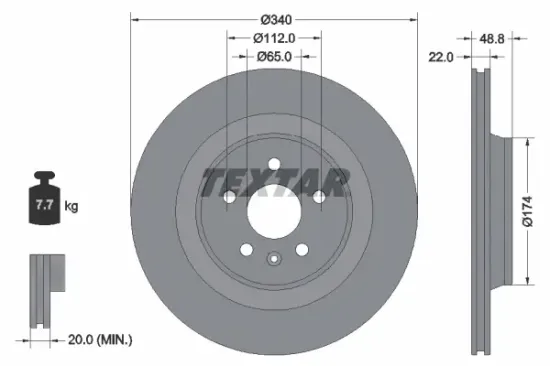 Bremsscheibe Hinterachse TEXTAR 92355003 Bild Bremsscheibe Hinterachse TEXTAR 92355003