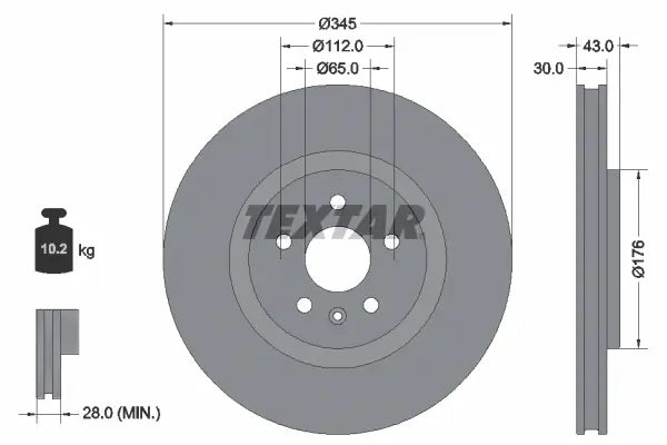 Bremsscheibe Vorderachse TEXTAR 92355103