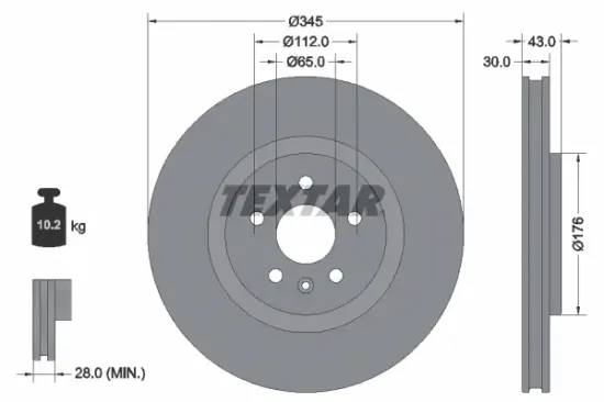 Bremsscheibe Vorderachse TEXTAR 92355103 Bild Bremsscheibe Vorderachse TEXTAR 92355103