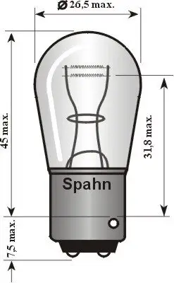 Glühlampe, Brems-/Schlusslicht 12 V 21/4 W P21/4W SPAHN GLÜHLAMPEN 2015 Bild Glühlampe, Brems-/Schlusslicht 12 V 21/4 W P21/4W SPAHN GLÜHLAMPEN 2015