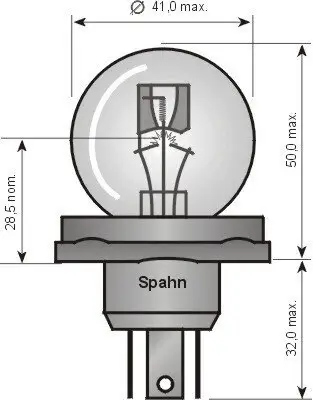 Glühlampe, Fernscheinwerfer 12 V 45/40 W R2 (Bilux) SPAHN GLÜHLAMPEN 45152 Bild Glühlampe, Fernscheinwerfer 12 V 45/40 W R2 (Bilux) SPAHN GLÜHLAMPEN 45152