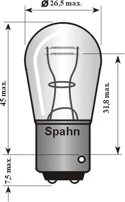Glühlampe, Brems-/Schlusslicht 12 V 21/4 W P21/4W SPAHN GLÜHLAMPEN BL2015 Bild Glühlampe, Brems-/Schlusslicht 12 V 21/4 W P21/4W SPAHN GLÜHLAMPEN BL2015