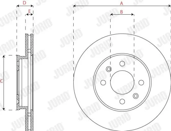 Bremsscheibe Vorderachse JURID 562397JC Bild Bremsscheibe Vorderachse JURID 562397JC