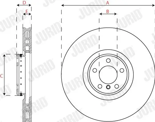 Bremsscheibe Vorderachse links JURID 563281JVC-1 Bild Bremsscheibe Vorderachse links JURID 563281JVC-1