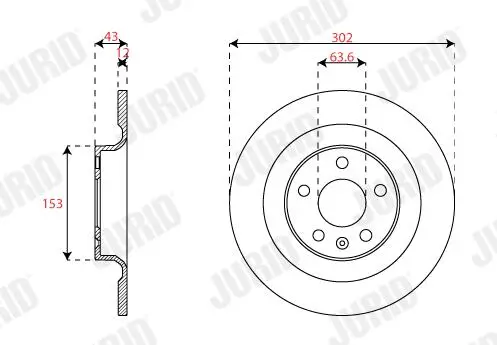 Bremsscheibe Hinterachse JURID 563294JC Bild Bremsscheibe Hinterachse JURID 563294JC