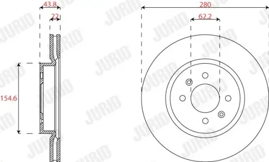Bremsscheibe Vorderachse JURID 563316JC Bild Bremsscheibe Vorderachse JURID 563316JC