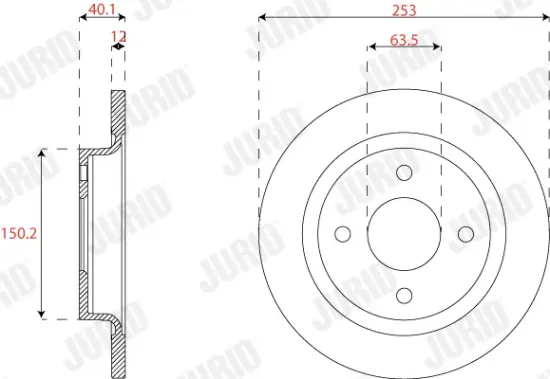 Bremsscheibe Hinterachse JURID 563319JC Bild Bremsscheibe Hinterachse JURID 563319JC