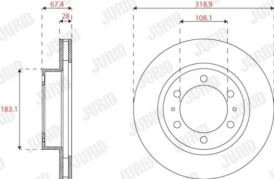 Bremsscheibe Vorderachse JURID 563321J Bild Bremsscheibe Vorderachse JURID 563321J