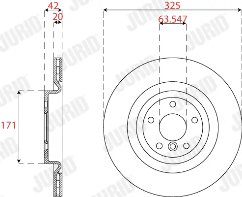 Bremsscheibe Hinterachse JURID 563323JC Bild Bremsscheibe Hinterachse JURID 563323JC