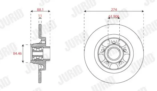 Bremsscheibe Hinterachse JURID 563504J Bild Bremsscheibe Hinterachse JURID 563504J