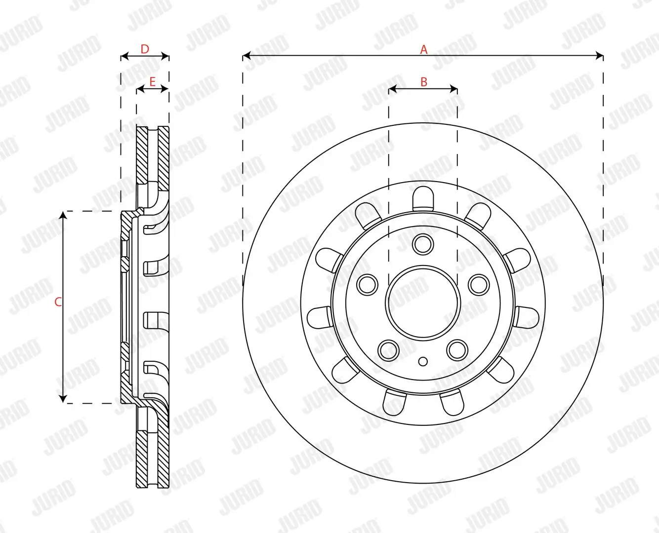 Bremsbelagsatz, Scheibenbremse Vorderachse JURID 571876J