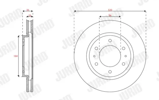 Bremsscheibe Vorderachse JURID 563621JC Bild Bremsscheibe Vorderachse JURID 563621JC