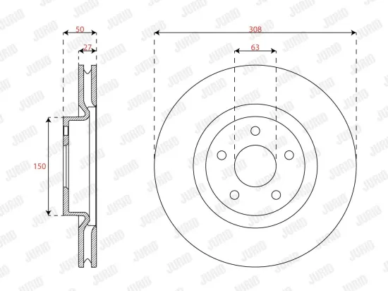 Bremsscheibe Vorderachse JURID 563664JC Bild Bremsscheibe Vorderachse JURID 563664JC