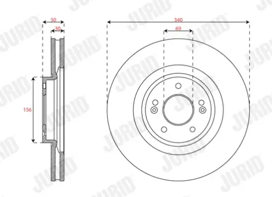 Bremsscheibe Vorderachse JURID 563718JC Bild Bremsscheibe Vorderachse JURID 563718JC