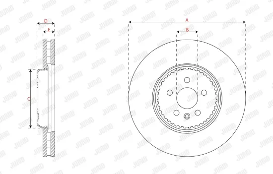 Bremsscheibe Vorderachse Vorderachse JURID 563723JVC-1 Bild Bremsscheibe Vorderachse Vorderachse JURID 563723JVC-1
