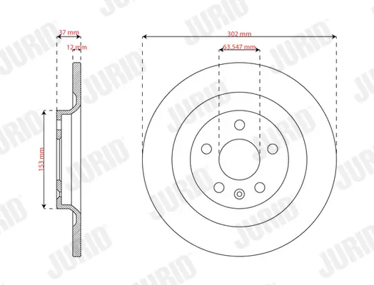 Bremsscheibe Hinterachse JURID 563733JC Bild Bremsscheibe Hinterachse JURID 563733JC
