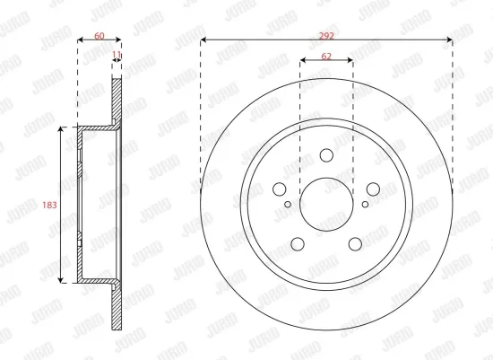 Bremsscheibe Hinterachse JURID 563757JC Bild Bremsscheibe Hinterachse JURID 563757JC