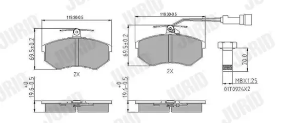 Bremsbelagsatz, Scheibenbremse Vorderachse JURID 571356J Bild Bremsbelagsatz, Scheibenbremse Vorderachse JURID 571356J