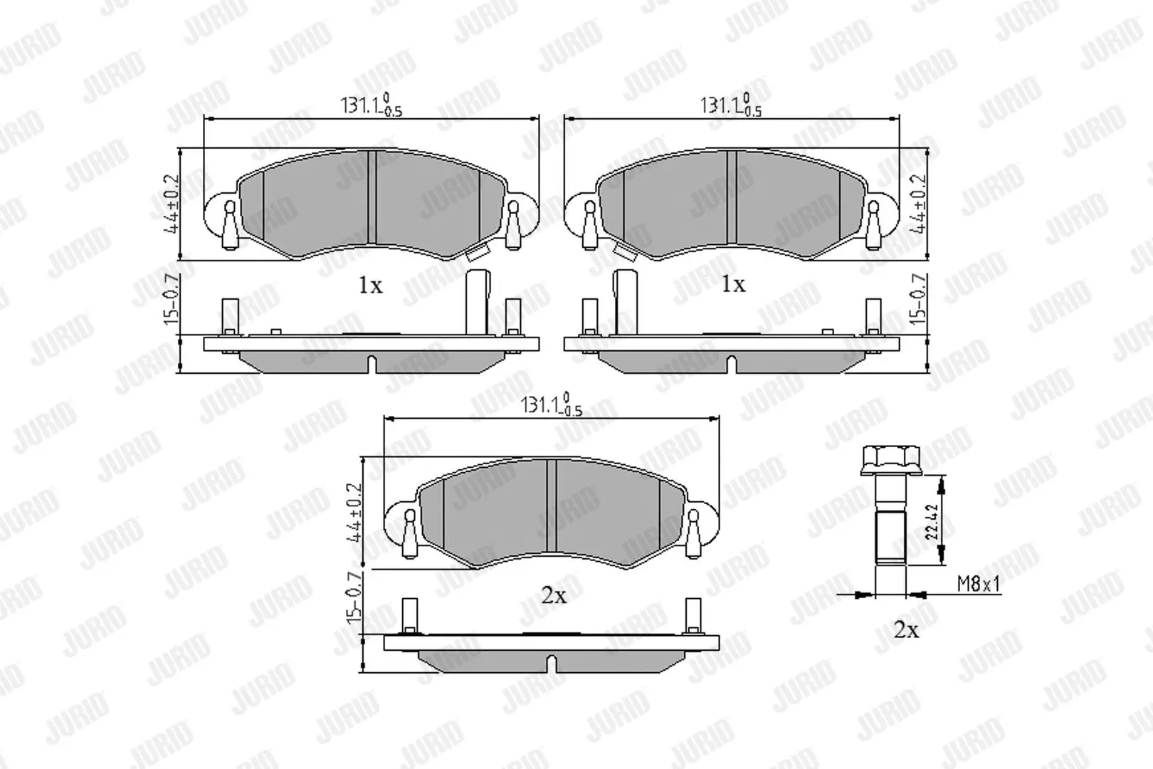 Bremsbelagsatz, Scheibenbremse Vorderachse JURID 571981J