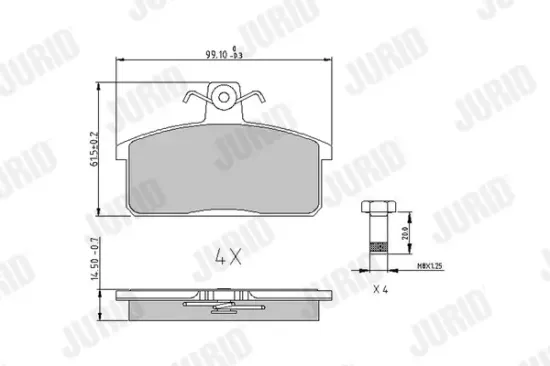 Bremsbelagsatz, Scheibenbremse Vorderachse JURID 572160J Bild Bremsbelagsatz, Scheibenbremse Vorderachse JURID 572160J