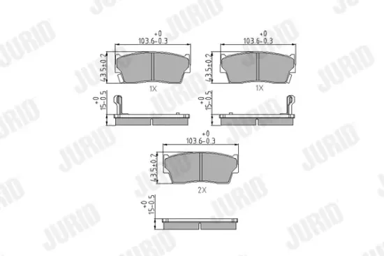 Bremsbelagsatz, Scheibenbremse Vorderachse JURID 572166J Bild Bremsbelagsatz, Scheibenbremse Vorderachse JURID 572166J