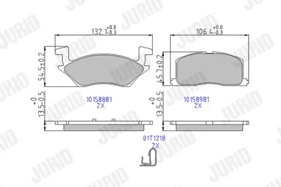 Bremsbelagsatz, Scheibenbremse Vorderachse JURID 572327J Bild Bremsbelagsatz, Scheibenbremse Vorderachse JURID 572327J