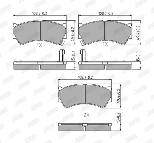 Bremsbelagsatz, Scheibenbremse Vorderachse JURID 572433J Bild Bremsbelagsatz, Scheibenbremse Vorderachse JURID 572433J