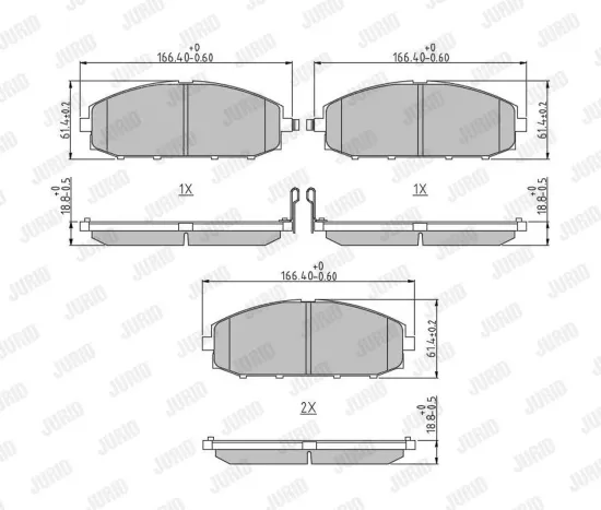 Bremsbelagsatz, Scheibenbremse Vorderachse JURID 572448J Bild Bremsbelagsatz, Scheibenbremse Vorderachse JURID 572448J
