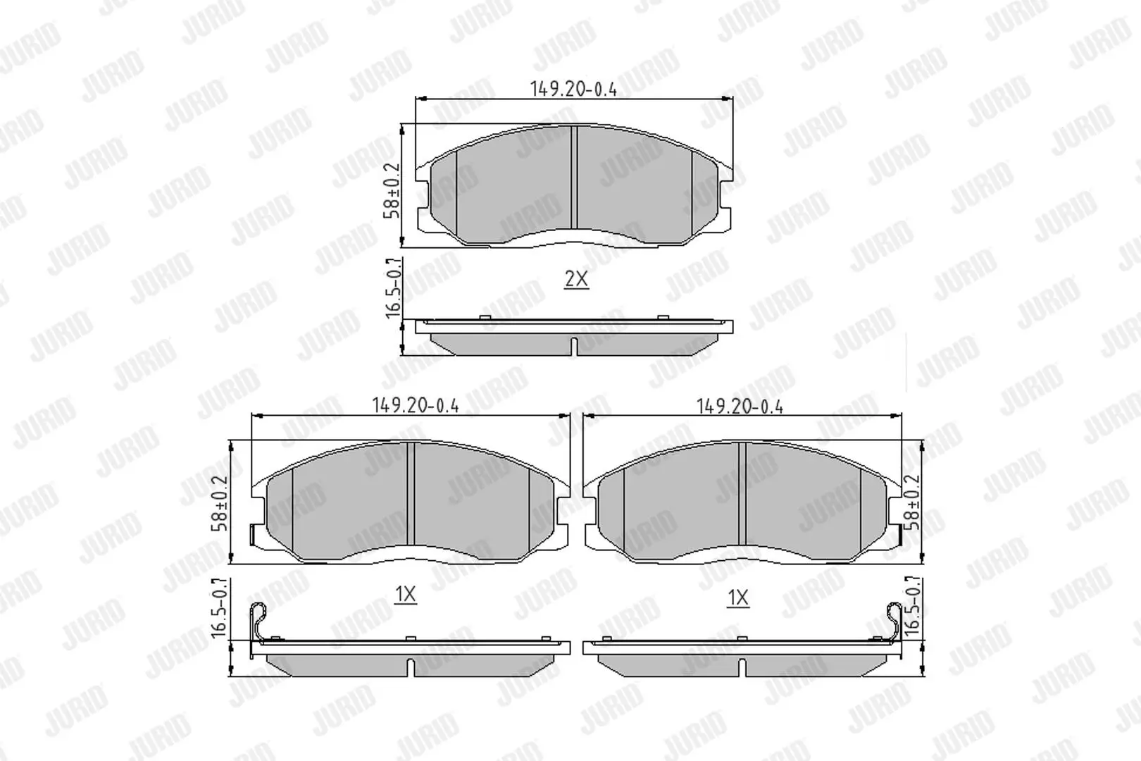 Bremsbelagsatz, Scheibenbremse Vorderachse JURID 572453J