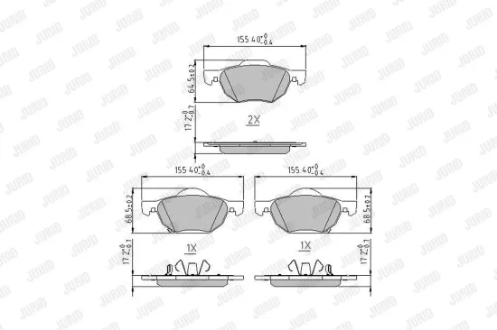 Bremsbelagsatz, Scheibenbremse Vorderachse JURID 572480J Bild Bremsbelagsatz, Scheibenbremse Vorderachse JURID 572480J