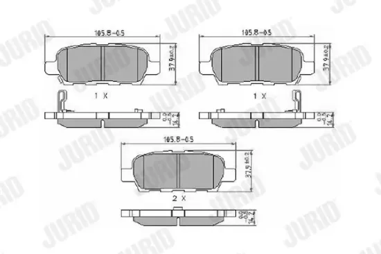 Bremsbelagsatz, Scheibenbremse Hinterachse JURID 572501J Bild Bremsbelagsatz, Scheibenbremse Hinterachse JURID 572501J