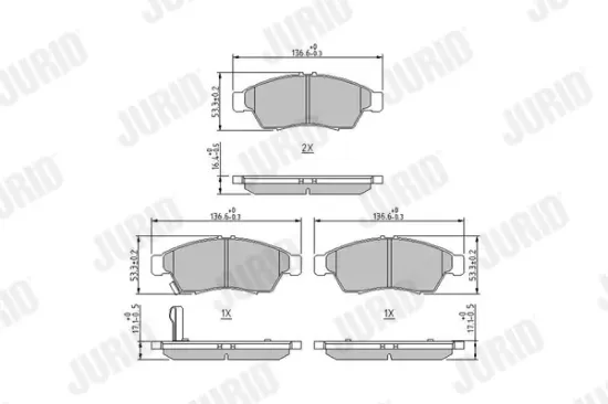 Bremsbelagsatz, Scheibenbremse Vorderachse JURID 572545J Bild Bremsbelagsatz, Scheibenbremse Vorderachse JURID 572545J