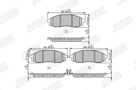 Bremsbelagsatz, Scheibenbremse Vorderachse JURID 572551J Bild Bremsbelagsatz, Scheibenbremse Vorderachse JURID 572551J