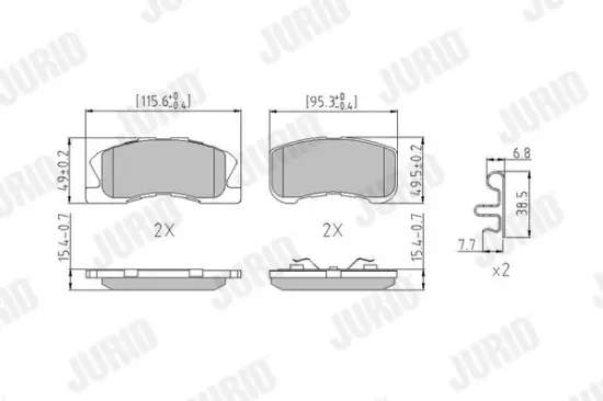 Bremsbelagsatz, Scheibenbremse Vorderachse JURID 572565J Bild Bremsbelagsatz, Scheibenbremse Vorderachse JURID 572565J