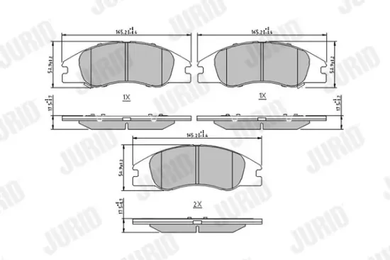 Bremsbelagsatz, Scheibenbremse Vorderachse JURID 572585J Bild Bremsbelagsatz, Scheibenbremse Vorderachse JURID 572585J