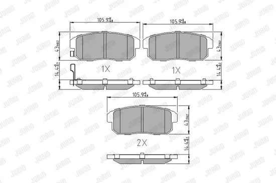 Bremsbelagsatz, Scheibenbremse Hinterachse JURID 572592J Bild Bremsbelagsatz, Scheibenbremse Hinterachse JURID 572592J