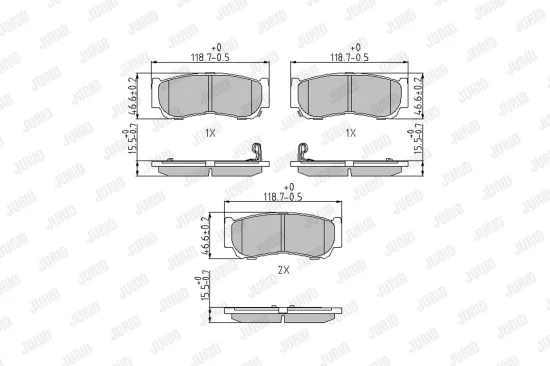 Bremsbelagsatz, Scheibenbremse Hinterachse JURID 572608J Bild Bremsbelagsatz, Scheibenbremse Hinterachse JURID 572608J