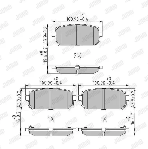 Bremsbelagsatz, Scheibenbremse Hinterachse JURID 572613J Bild Bremsbelagsatz, Scheibenbremse Hinterachse JURID 572613J